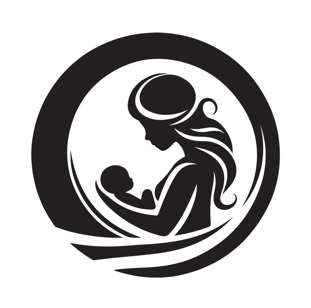 Mom and Baby logo design, Mom and baby logo template. illustration vector