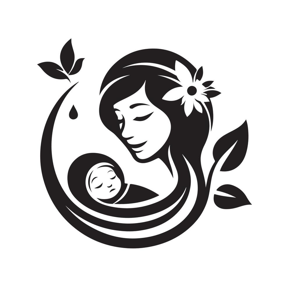 Mom and Baby logo design, Mom and baby logo template. illustration vector