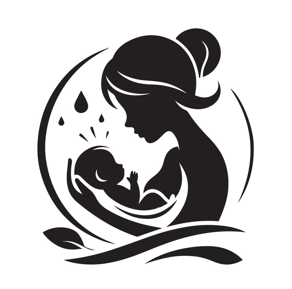 Mom and Baby logo design, Mom and baby logo template. illustration vector