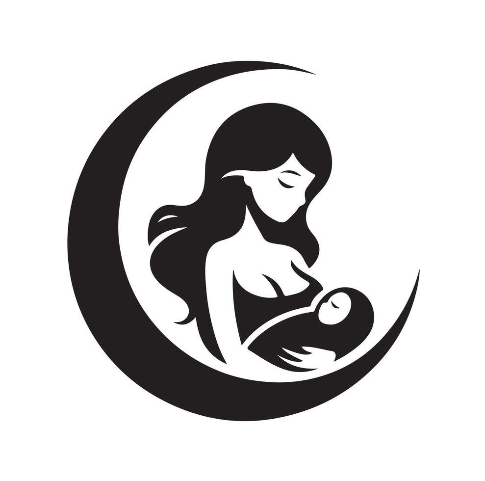 Mom and Baby logo design, Mom and baby logo template. illustration vector