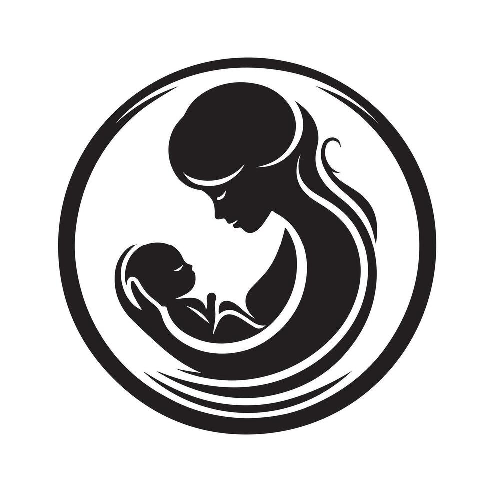 Mom and Baby logo design, Mom and baby logo template. illustration vector