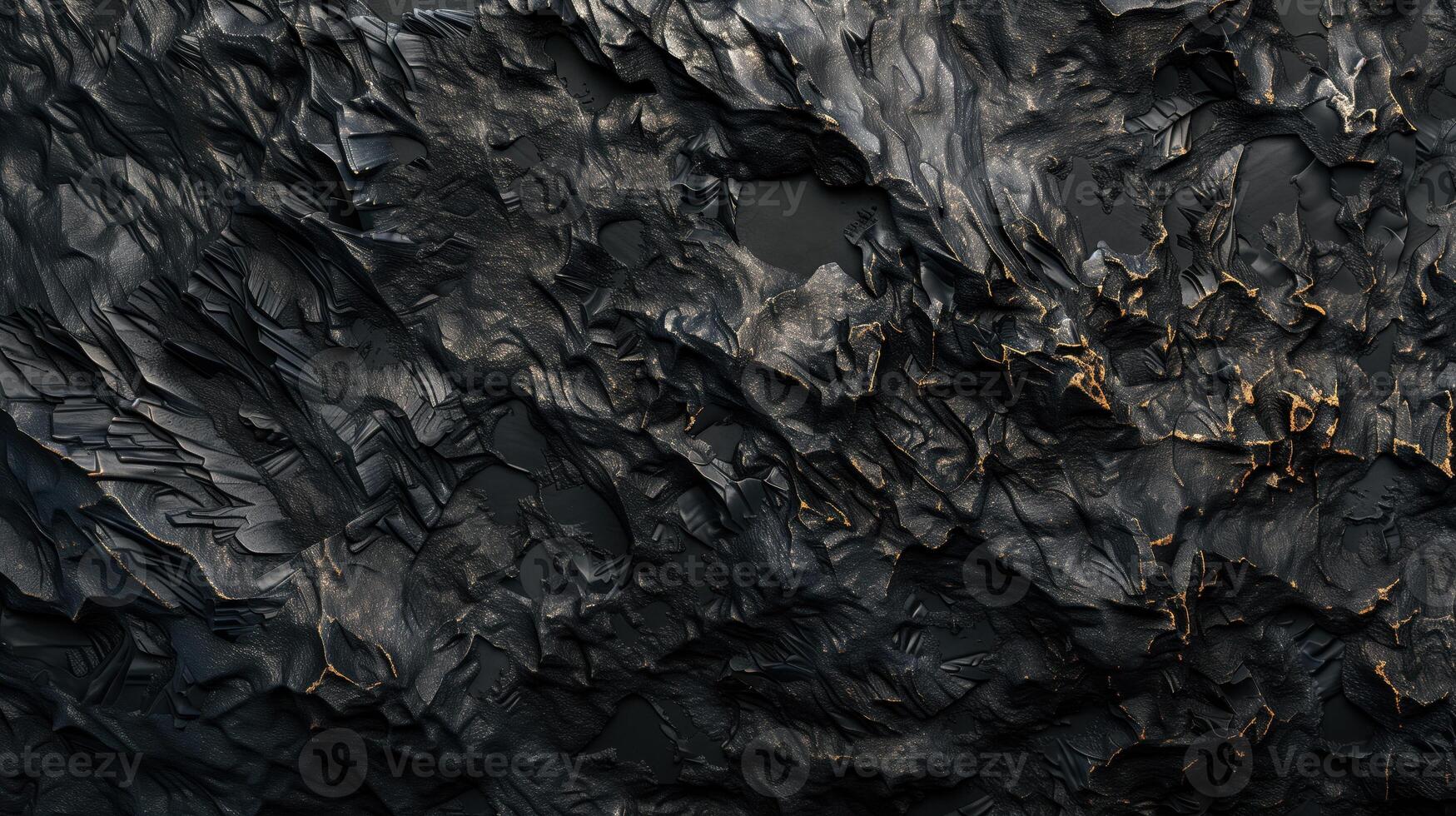 Rough dark stone texture with cracks and gold flecks. Dark back photo
