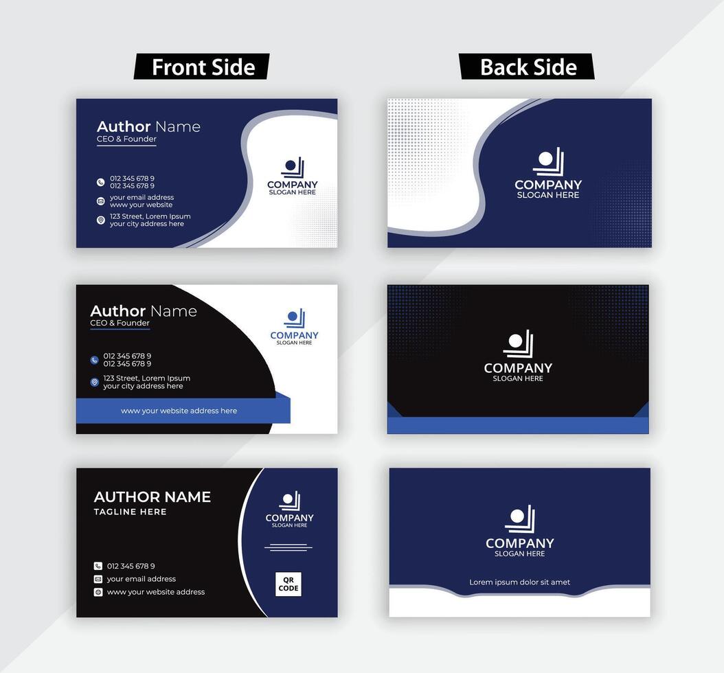 Clean style modern business card template or visiting card design bundle vector