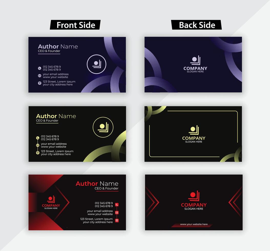 Clean style modern business card template or visiting card design bundle vector