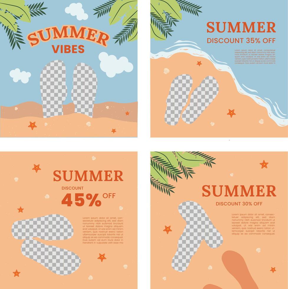 summer template with beach illustration vector
