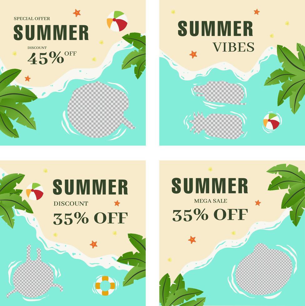 Beach banner set for social media vector