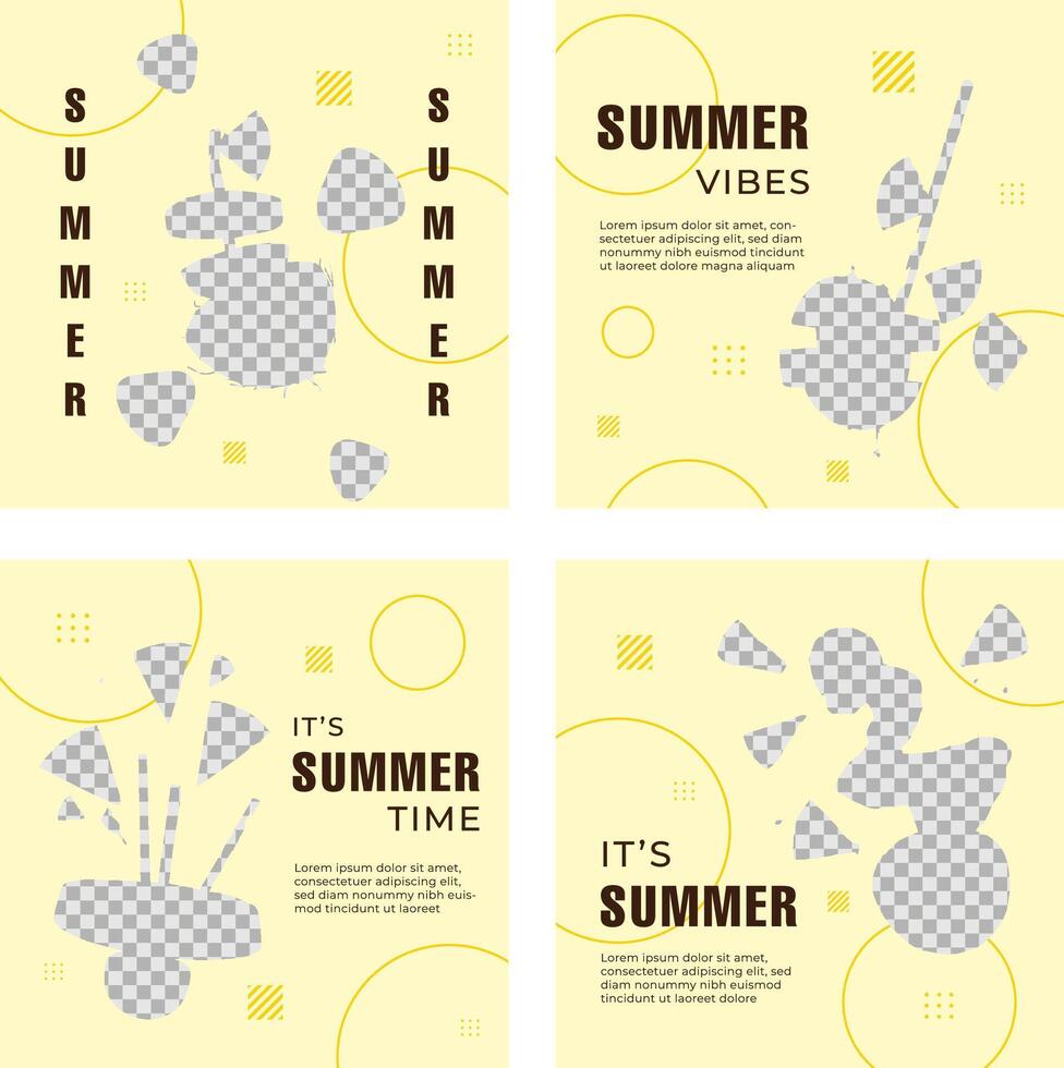 Simple template set for social media special summer vector