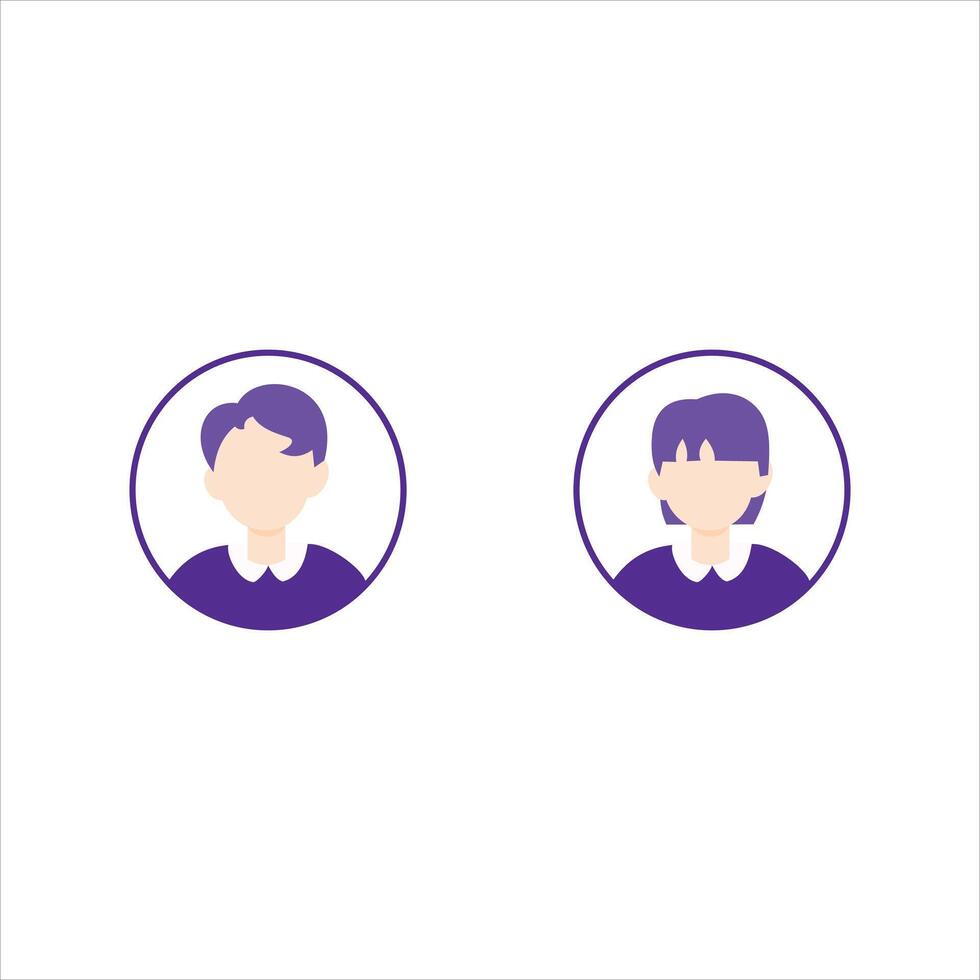 User Male and Female avatar. User profile icon. Avatar profile picture icon on blue background. Flat design style. Resources graphic element design user icon for ui button apps vector