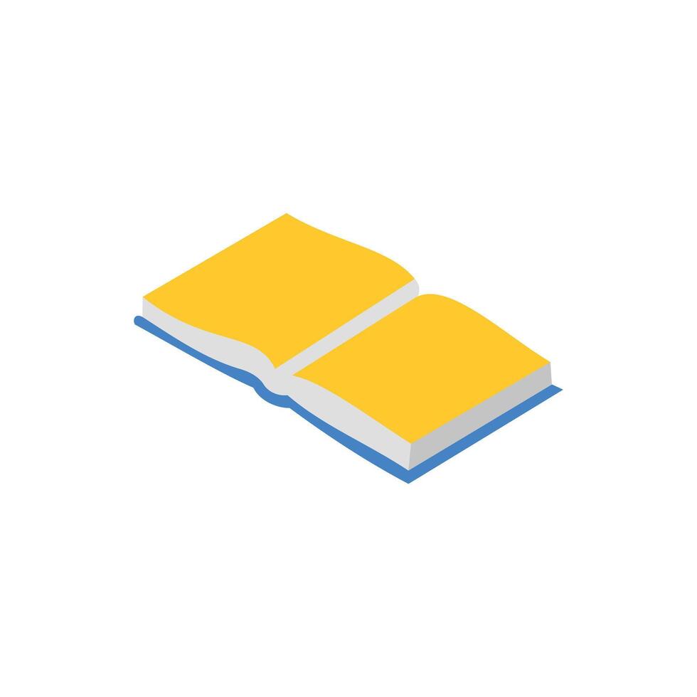 Book icon in isometric 3d style isolated on white background. Education symbol. Open book. Book illustration in flat style. Education element design vector