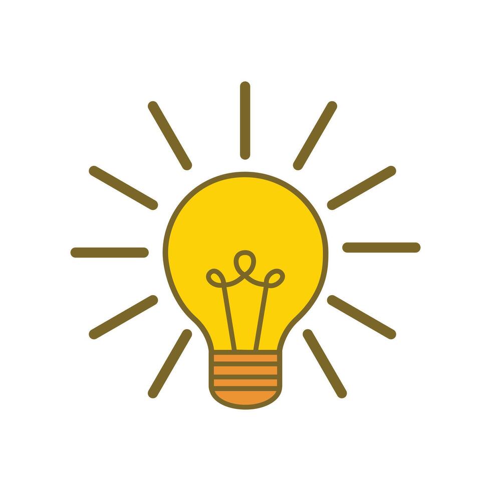 light bulb idea, isolated flat icon design, Icon bulb lighting. Basic element graphic resource. Effective thinking. light bulb solution icon with innovation idea. Creative idea vector