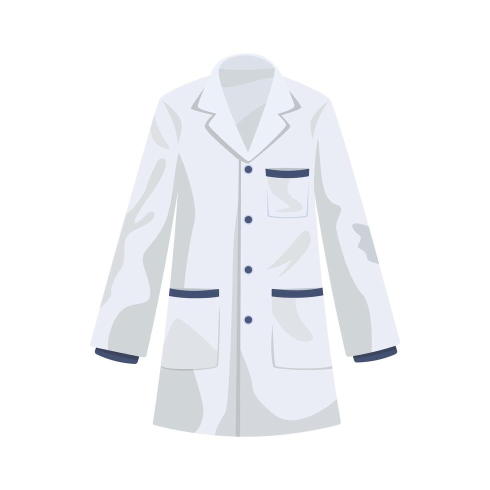 White doctor coat, medical uniform. Lab costume. Isolated on white background. vector