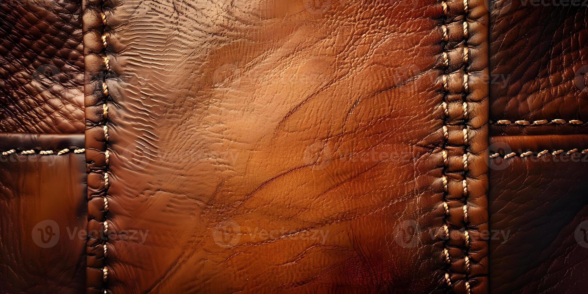 luxury brown leather bag texture background with stitching photo