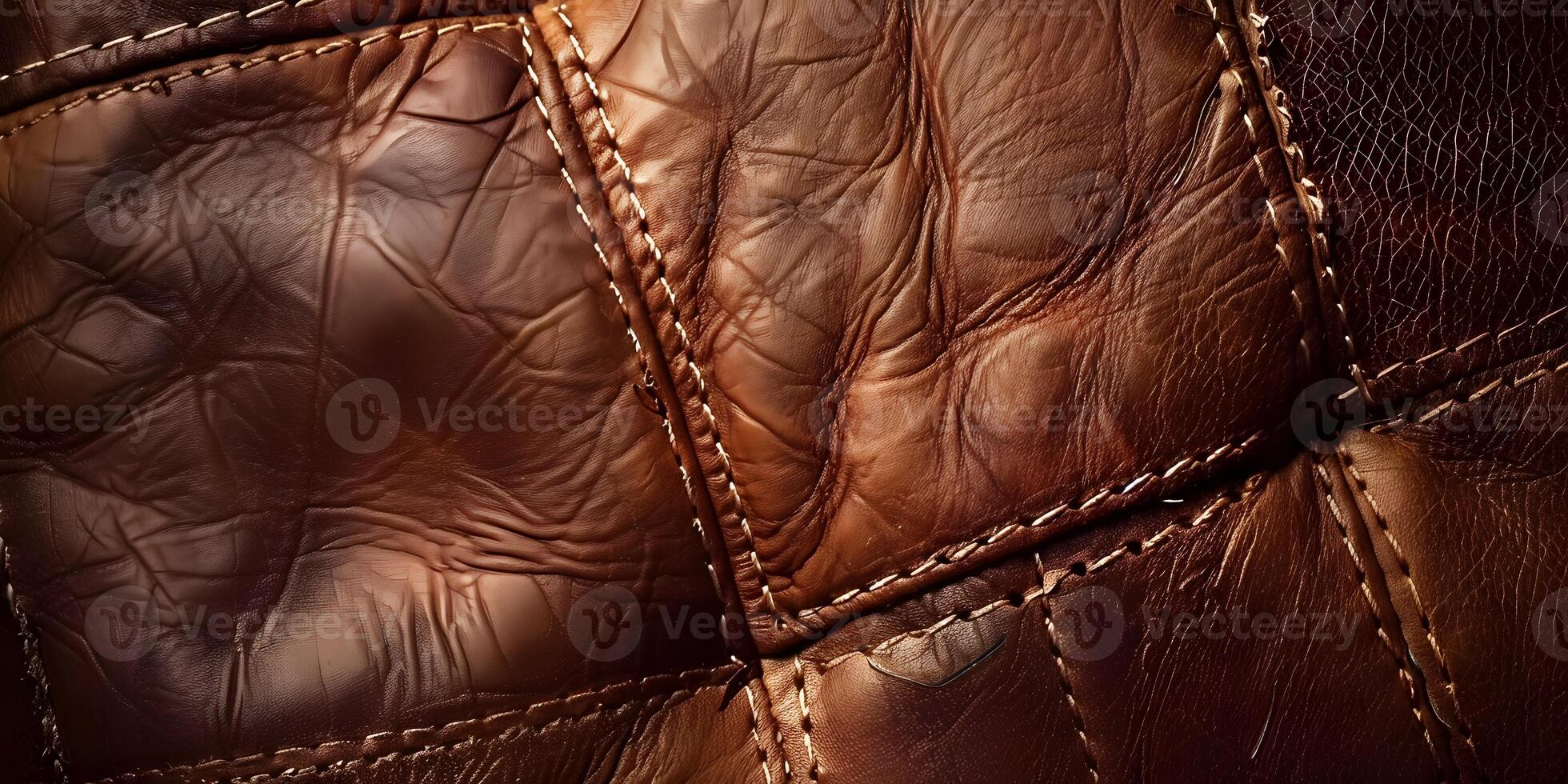 luxury brown leather bag texture background with stitching photo