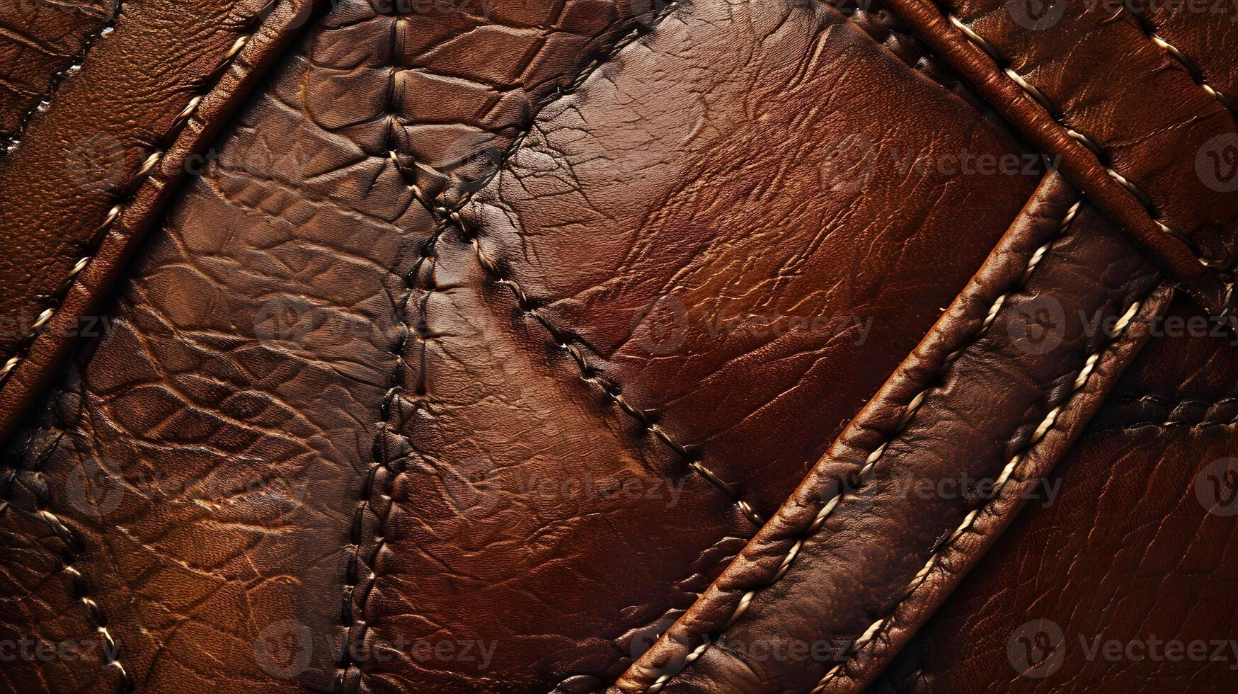 luxury brown leather bag texture background with stitching photo