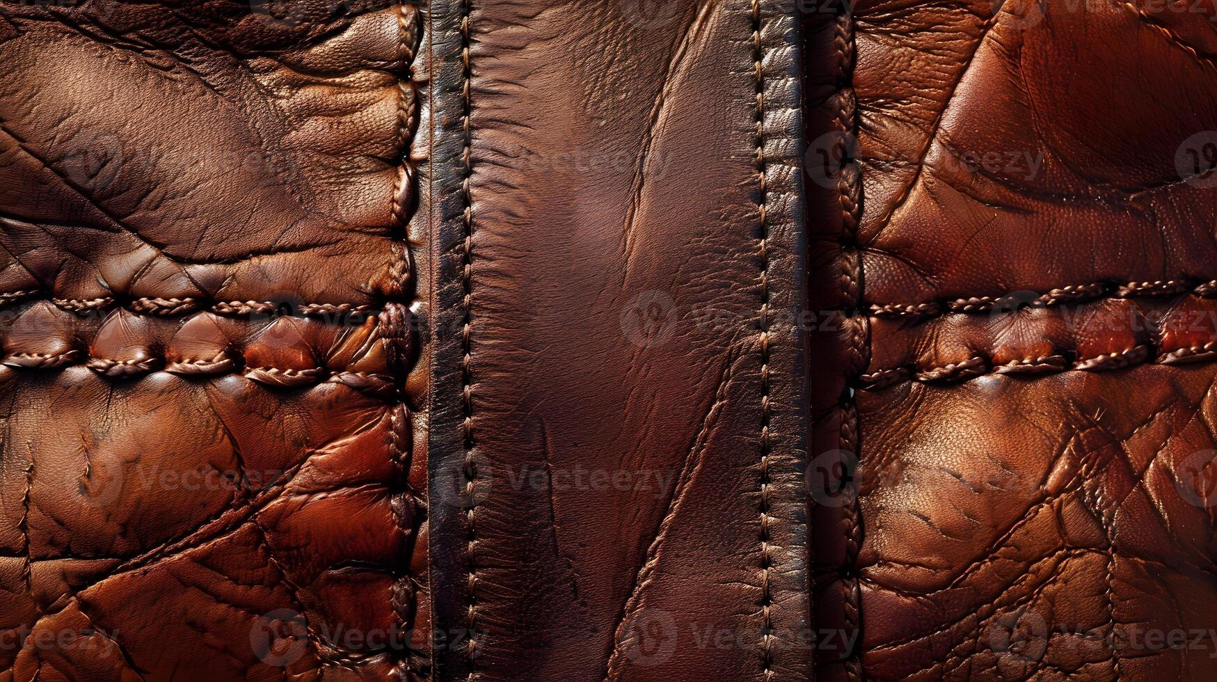 luxury brown leather bag texture background with stitching photo