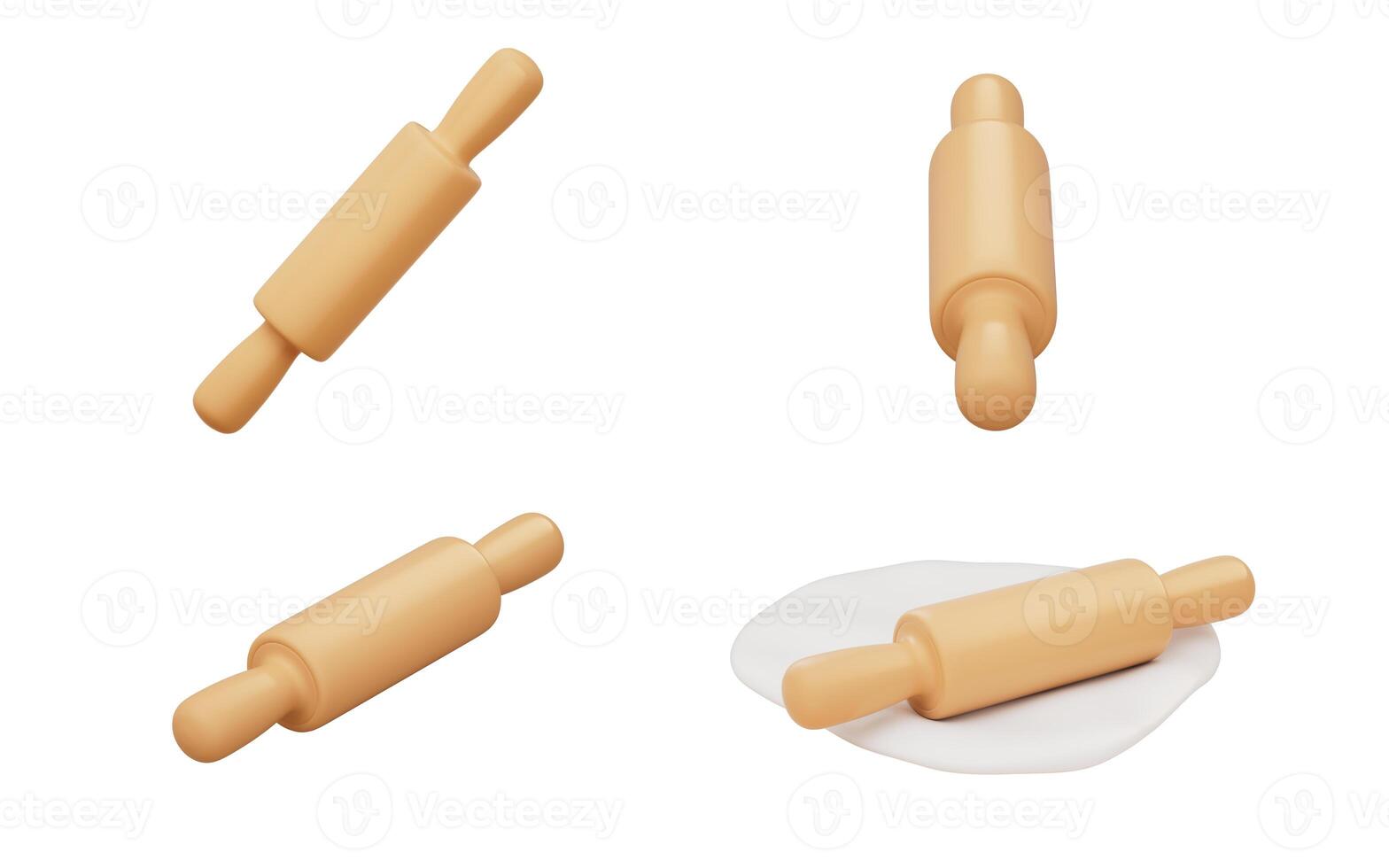 Cartoon style rolling pin, 3d rendering. photo