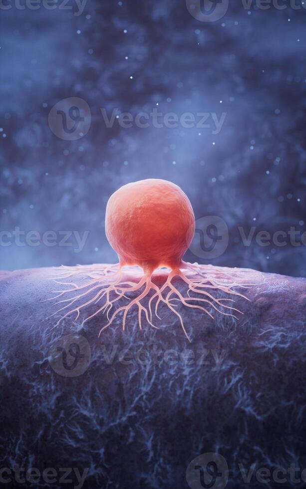Biological cancer cell and disease, 3d rendering. photo