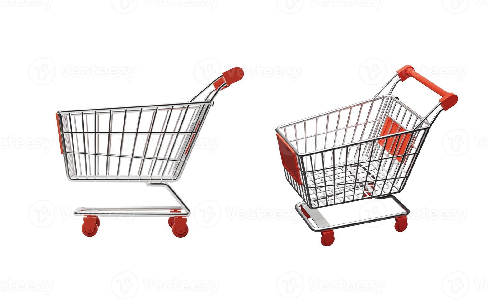 Realistic shopping cart, 3d rendering. photo