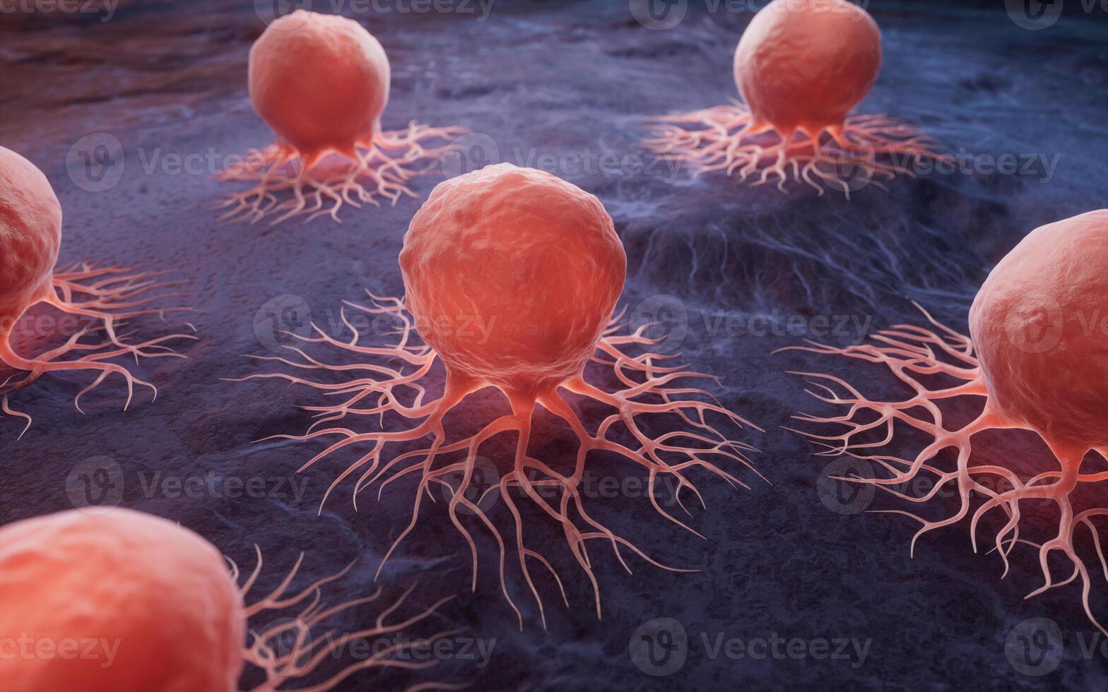 Biological cancer cell and disease, 3d rendering. photo
