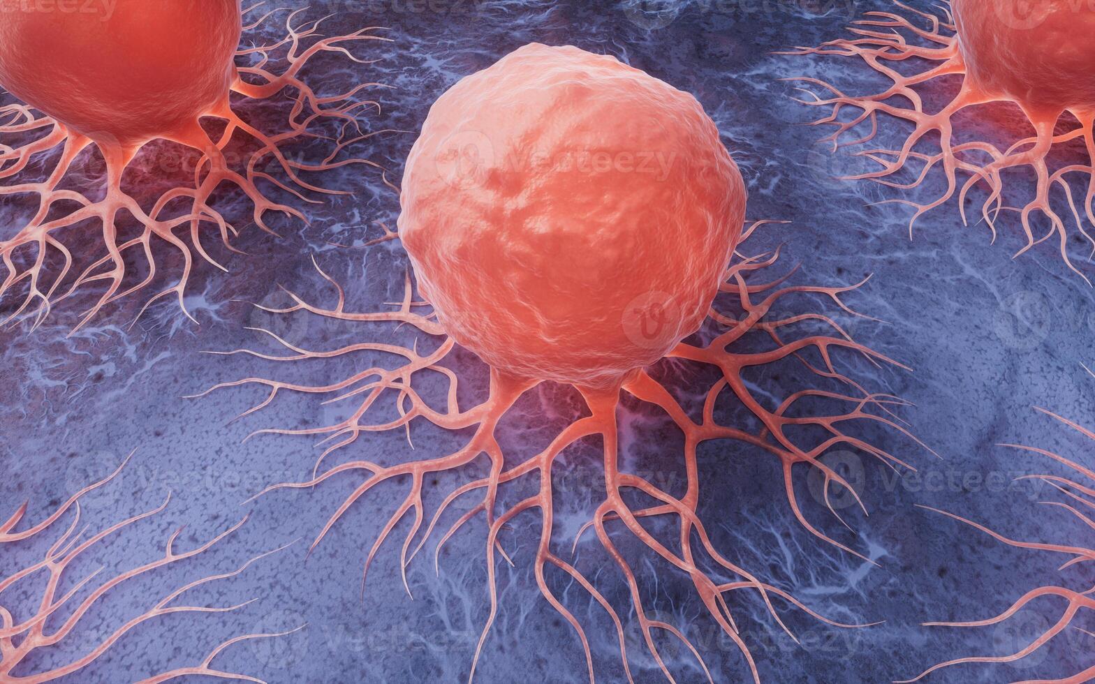 Biological cancer cell and disease, 3d rendering. photo