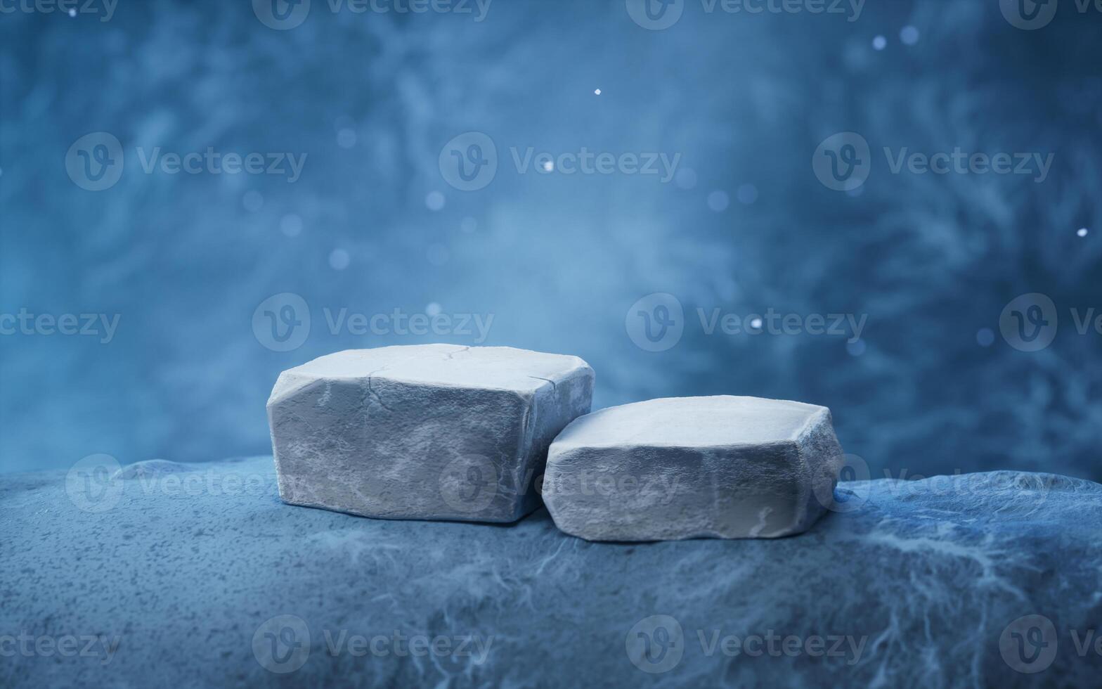 Fantastic dark scene with rock stages, 3d rendering. photo