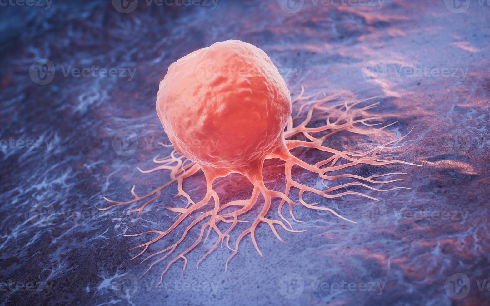 Biological cancer cell and disease, 3d rendering. photo