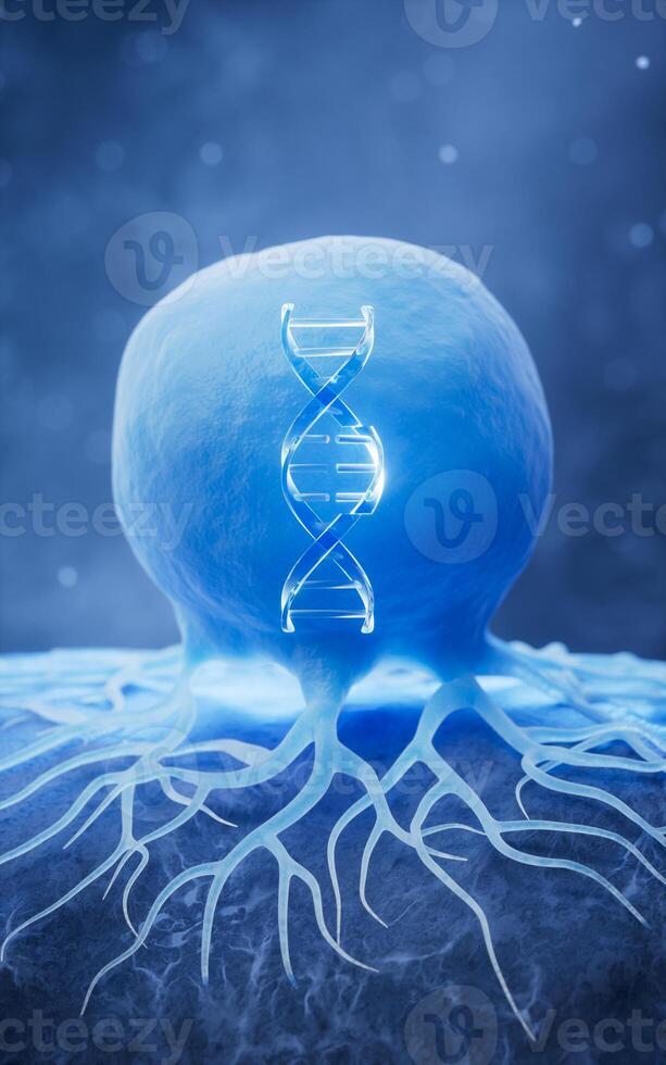 Biological cancer cell and disease, 3d rendering. photo