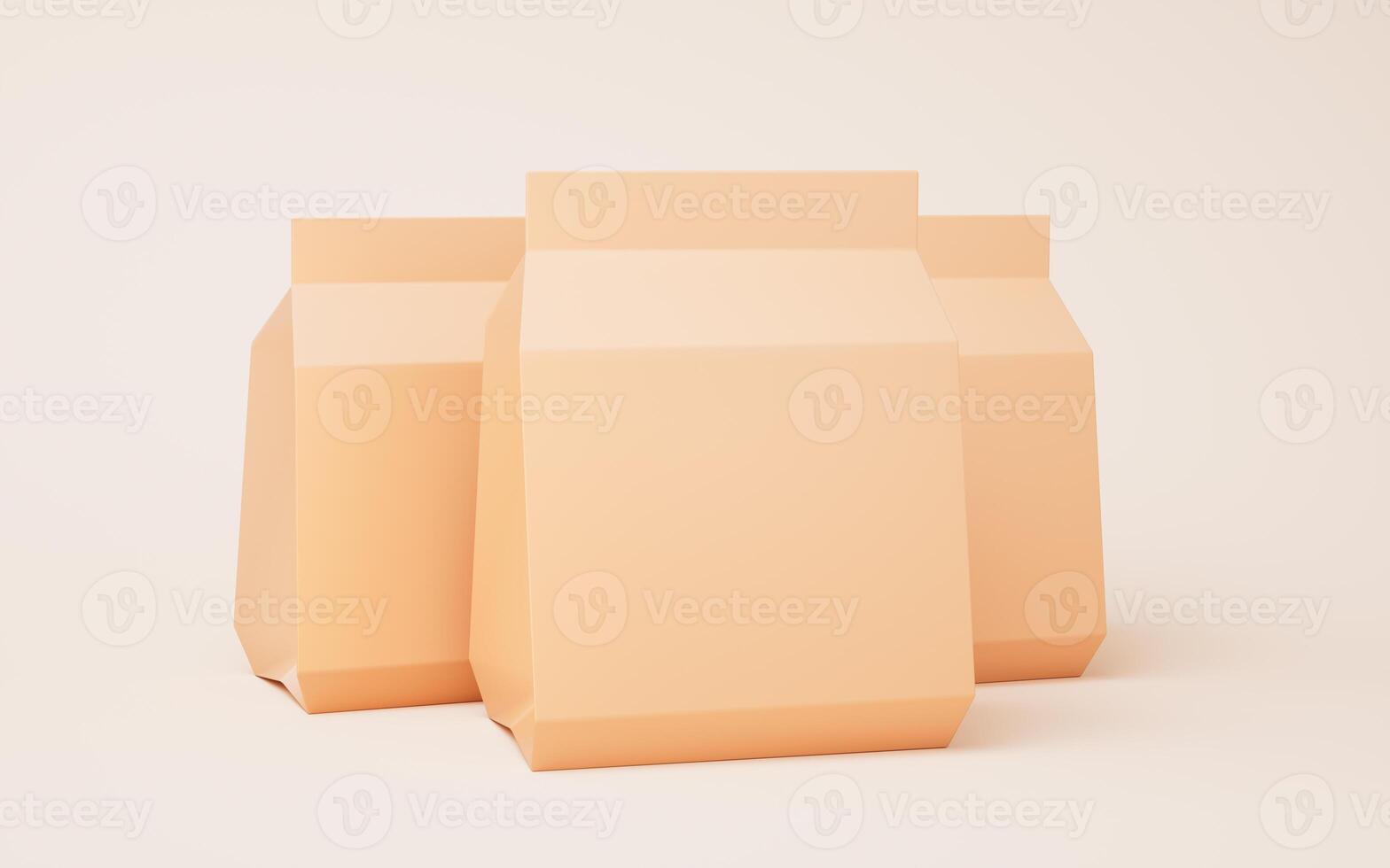 Cartoon style paper bag, 3d rendering. photo