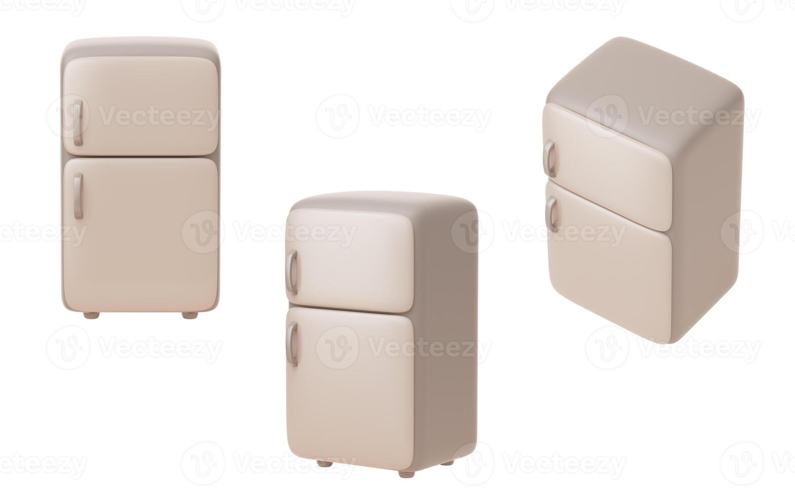 Cartoon style refrigerator, 3d rendering. photo