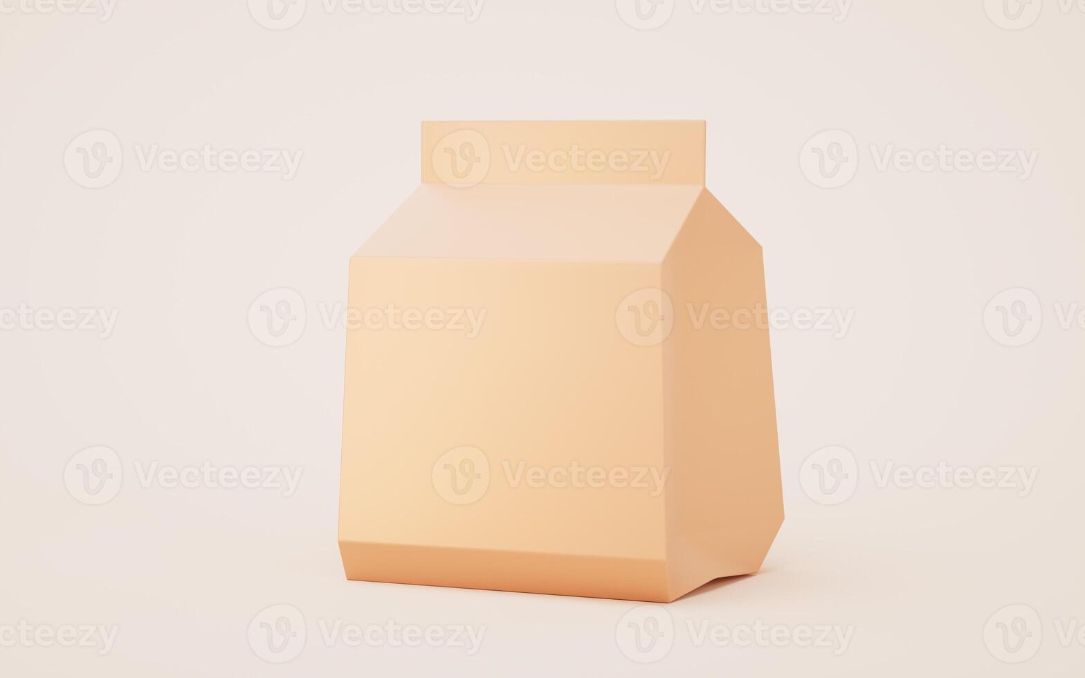 Cartoon style paper bag, 3d rendering. photo