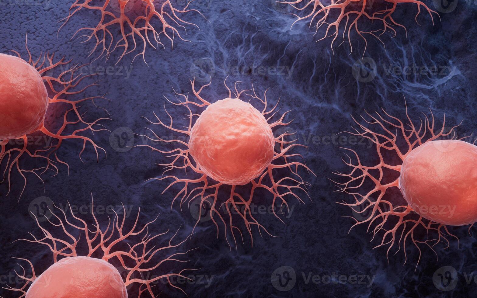 Biological cancer cell and disease, 3d rendering. photo
