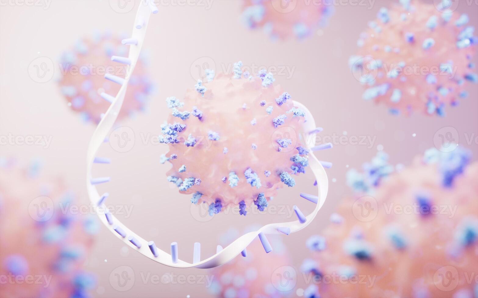 Lymphocytes and biomedical concept, 3d rendering. photo