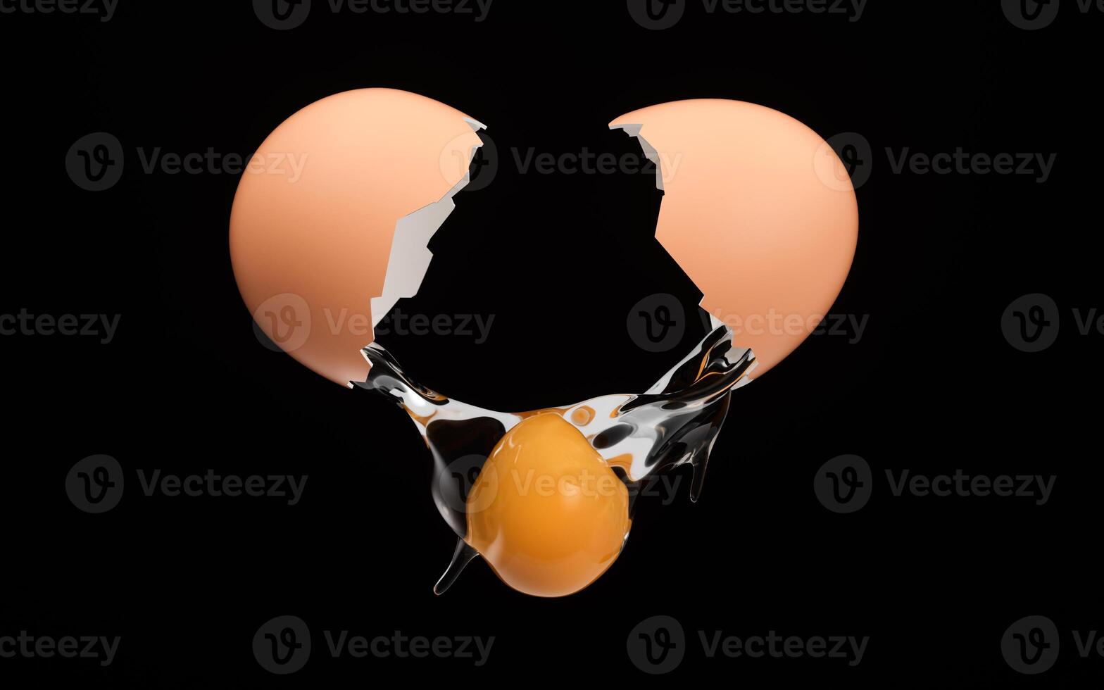 Realistic cracked egg, 3d rendering. photo
