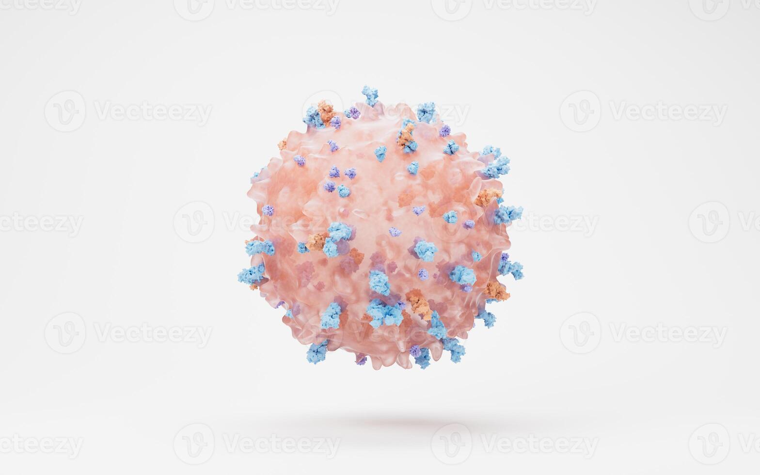 Lymphocytes and biological immune system, 3d rendering. photo