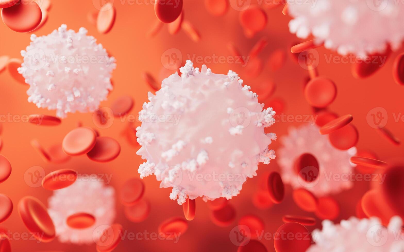 Lymphocytes and biological immune system, 3d rendering. photo