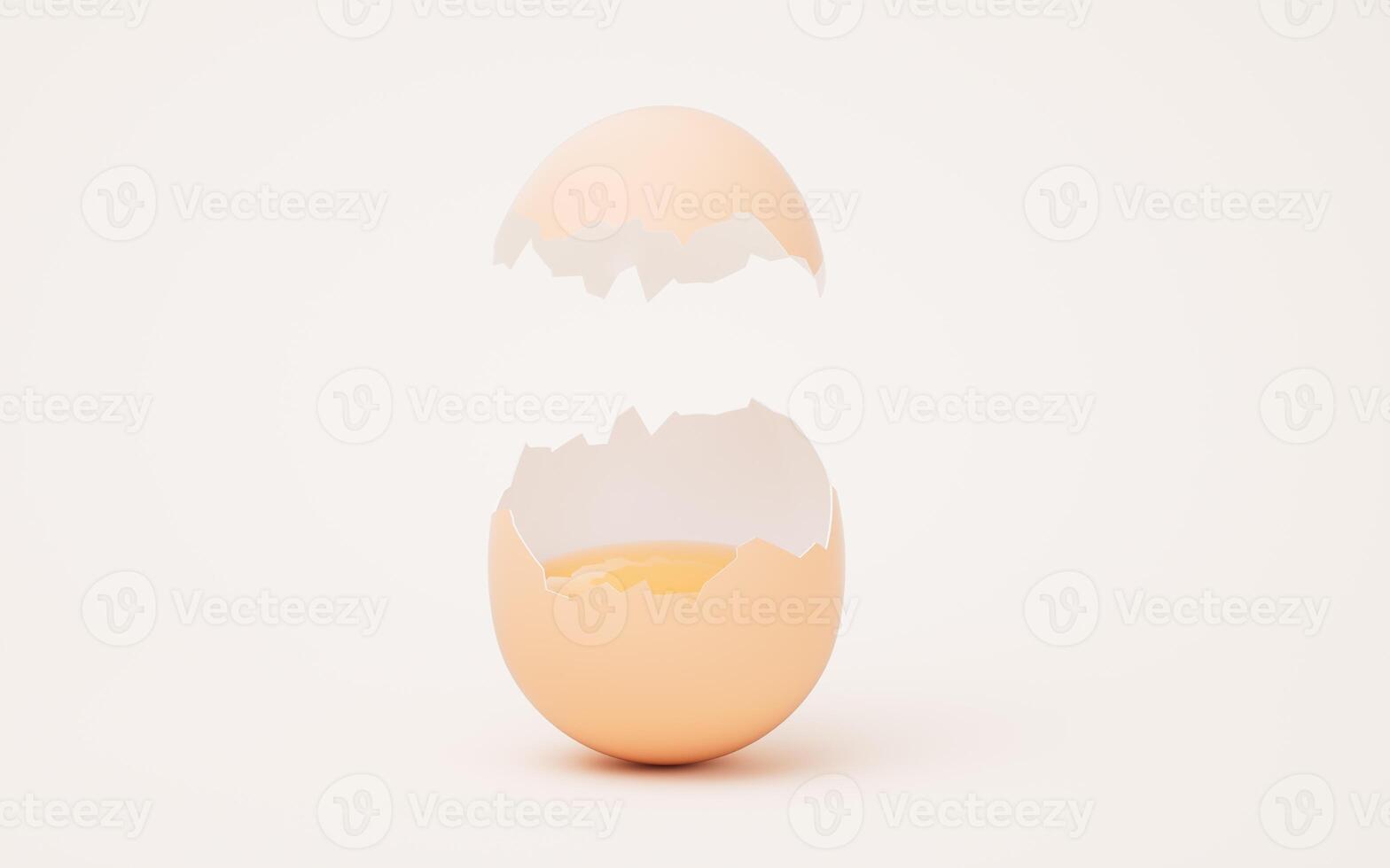 Realistic cracked egg, 3d rendering. photo