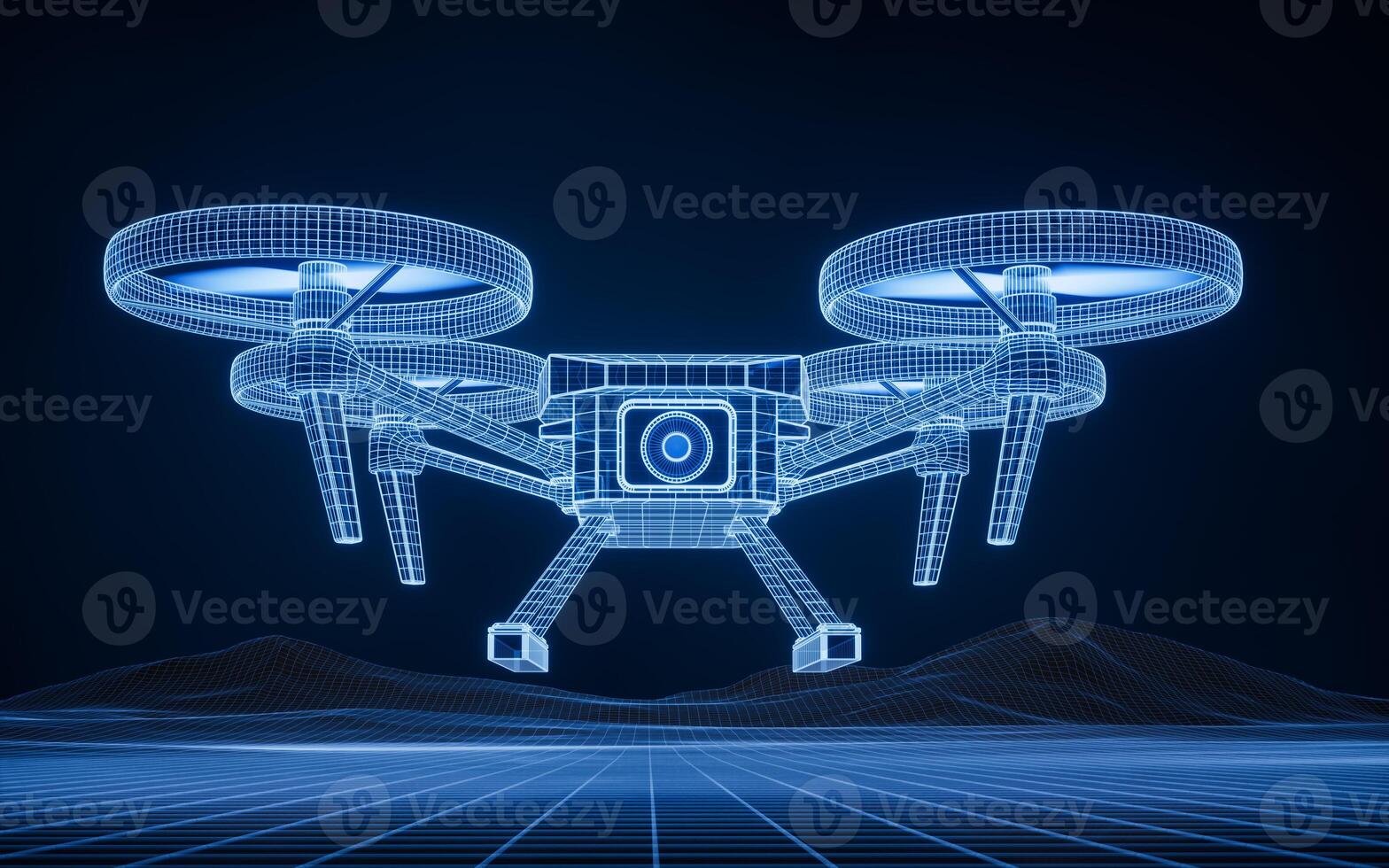 Drone with futuristic digital structure, 3d rendering. photo