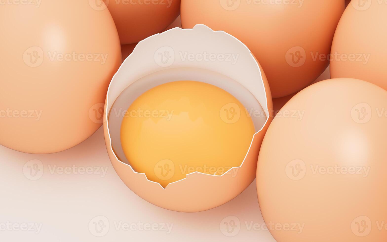 Realistic cracked egg, 3d rendering. photo