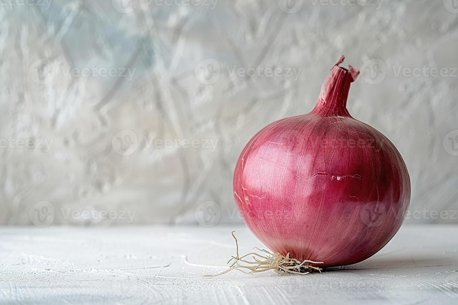 Red onions on a white concrete background. Generated by artificial intelligence photo