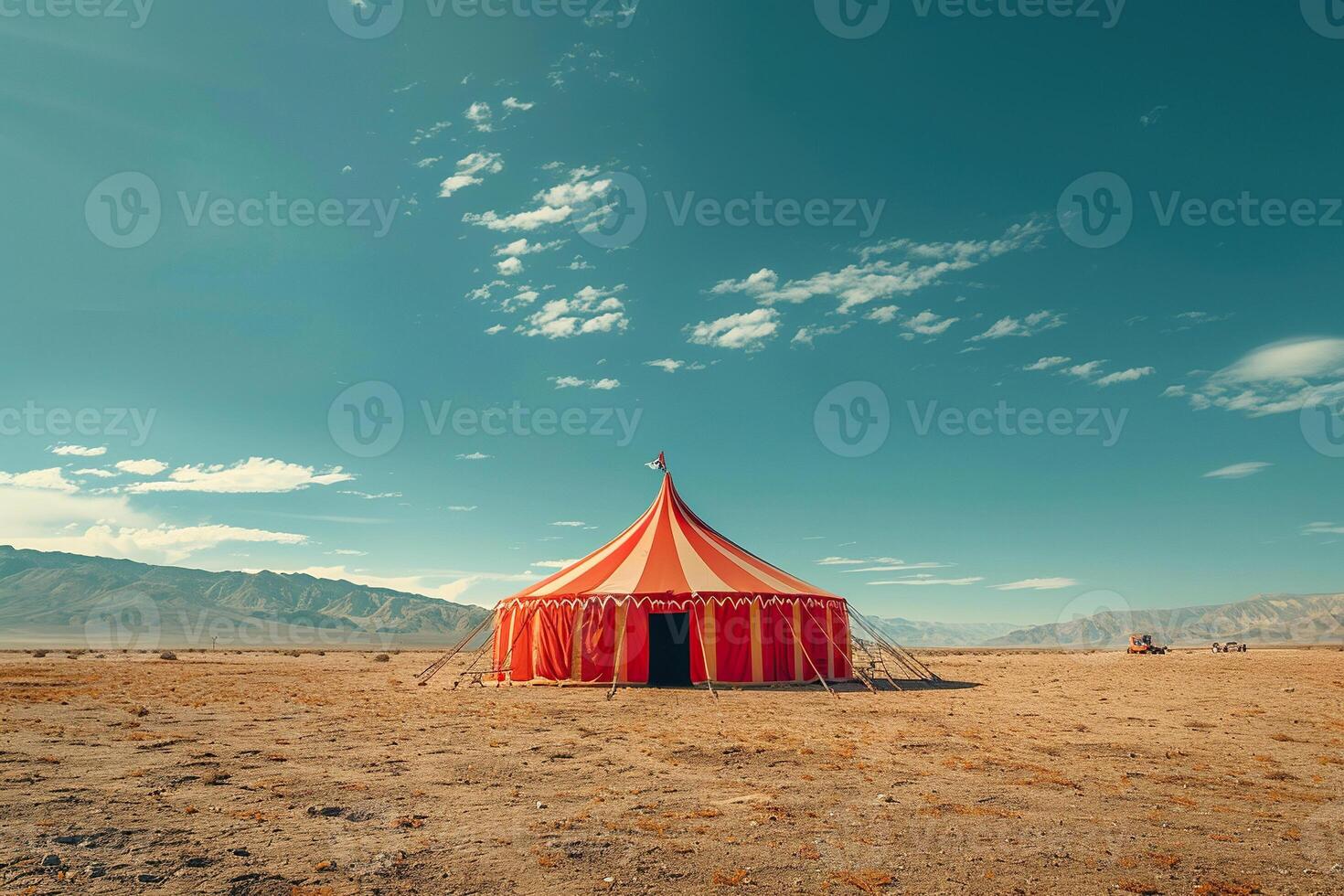 Circus tent in the middle of the desert. Generated by artificial intelligence photo