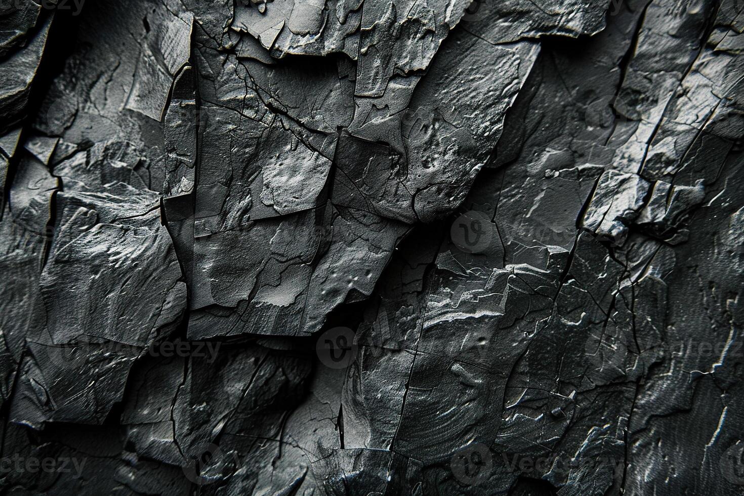 Horizontal background with black rock texture. Generated by artificial intelligence photo