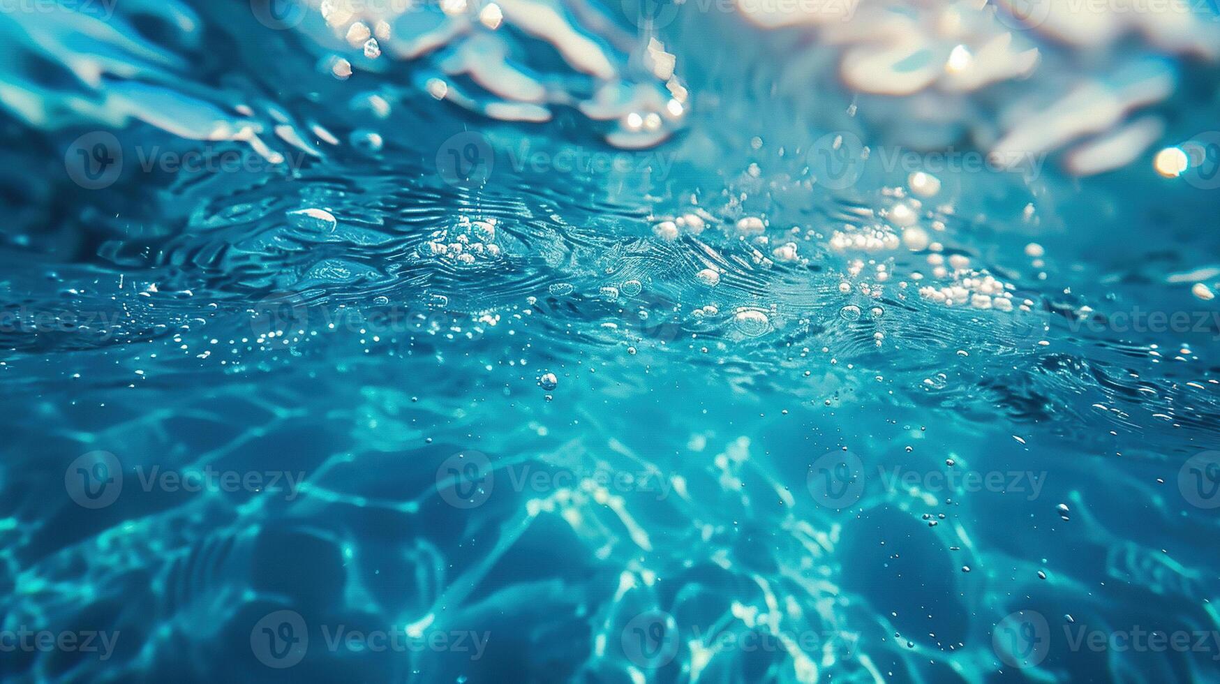 Sunlight shines on the surface and underwater in the sea. Beautiful shine of rays under water. Generated by artificial intelligence photo