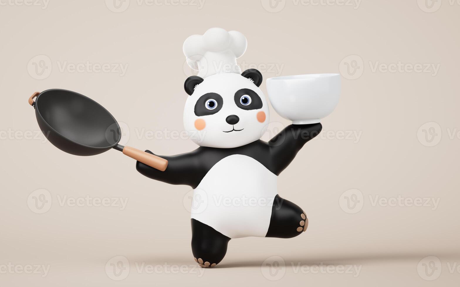 Panda chef with cartoon style, 3d rendering. photo