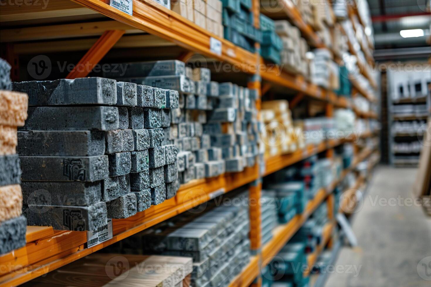 Warehouse of building materials in an industrial store. Generated by artificial intelligence photo