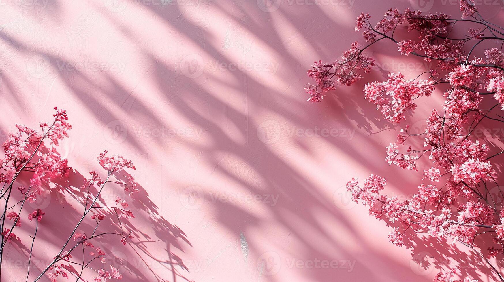 Shadows on a pastel pink background for stories with space for text. photo