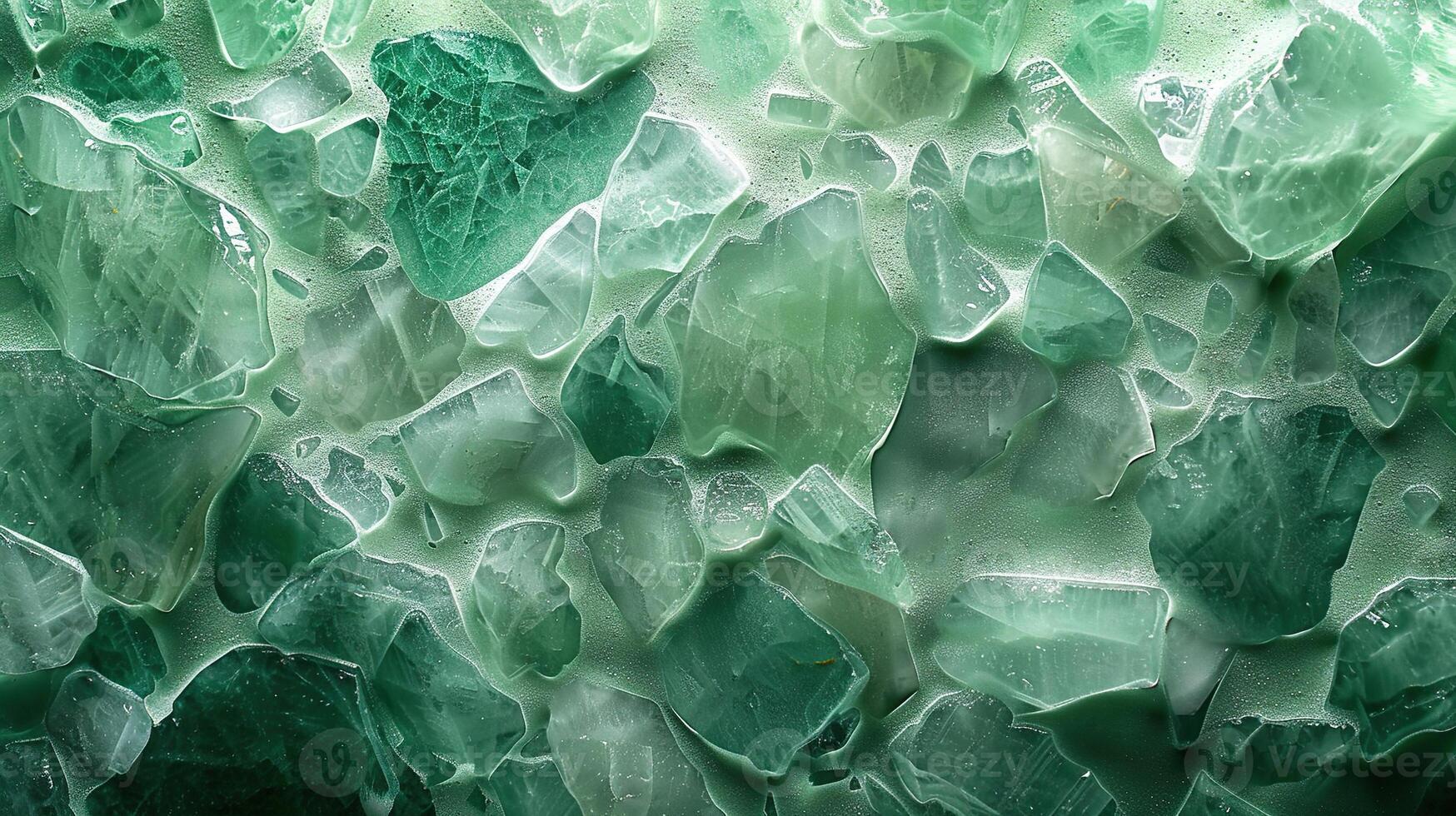 Green broken glass texture. Generated by artificial intelligence photo