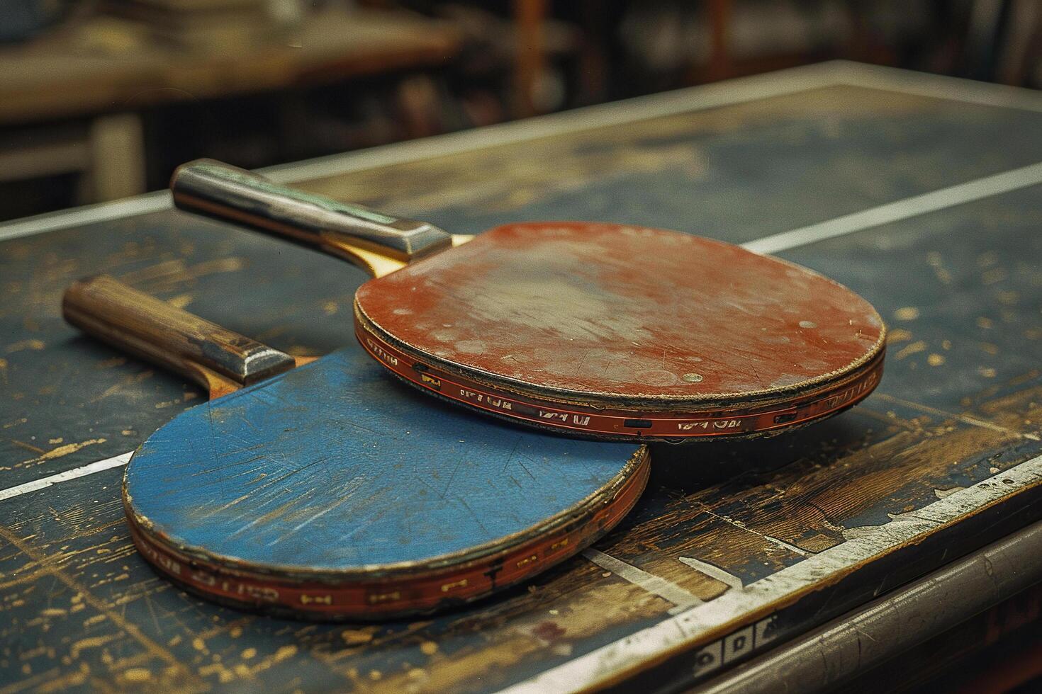 Old rackets for table tennis. Generated by artificial intelligence photo
