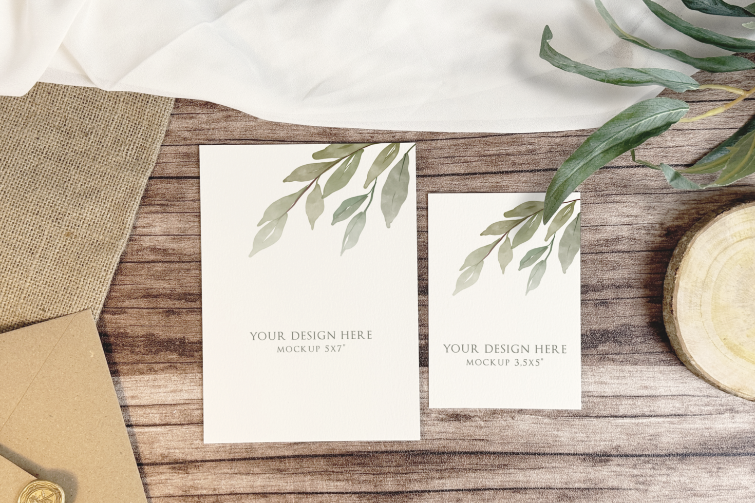 Rustic Wedding Invitation Card Mockup psd