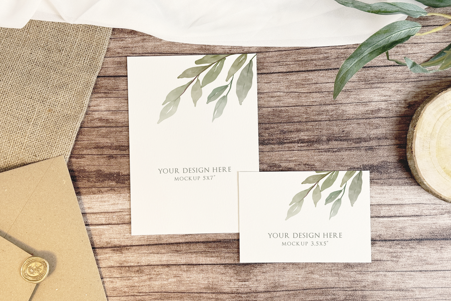 Rustic Wedding Invitation Card Mockup psd