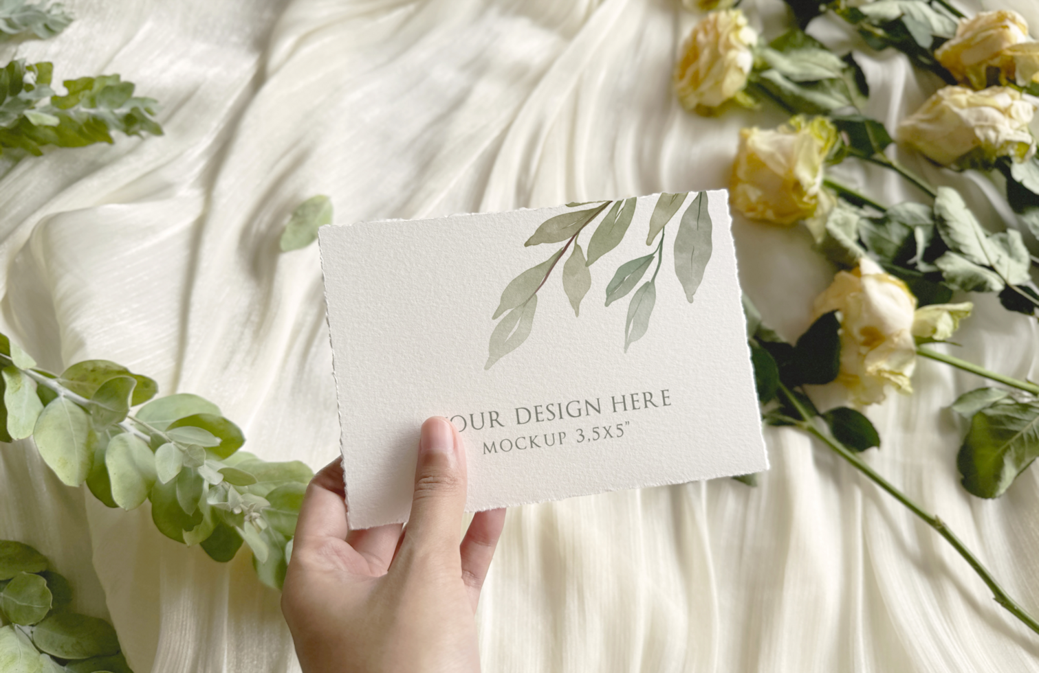 Peach Wedding Invitation Card Mockup psd